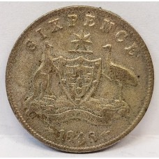 AUSTRALIA 1948 . SIXPENCE . TONED AUSTRALIA 1948 . SIXPENCE . TONED